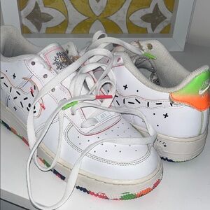 Nike White Sneakers with Neon Accents